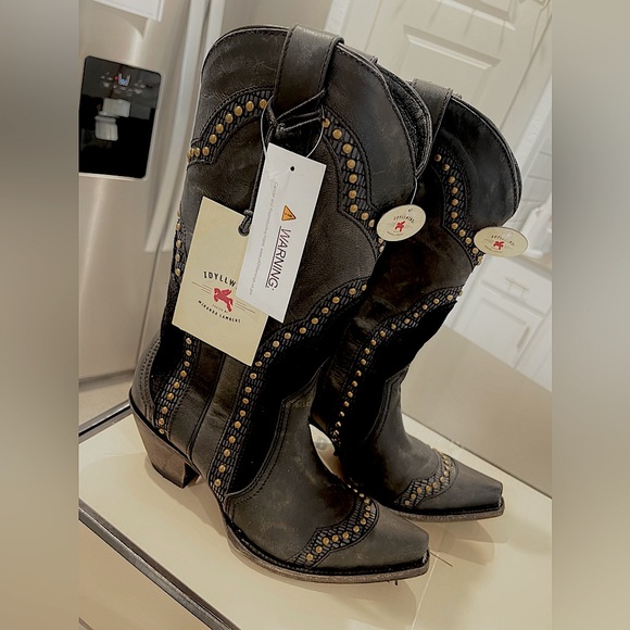 IDYLLWIND By Miranda Lambert NEW Black Leather, Women Western Boots With Golden - Picture 5 of 11